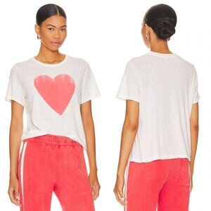 NWT Sundry Cream Heart Graphic Short Sleeve Boxy Tee